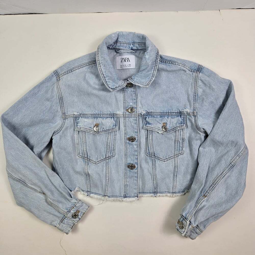 Zara Light Blue Cropped Denim Jacket